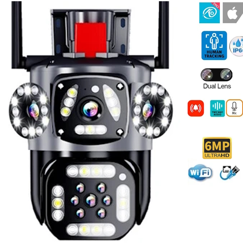 Wifi PTZ Çift Kamera Alarmlı Gece Renkli Sesli Ultra HD 3+3mp O-Kam Pro-3412 R42